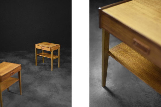 Image 1 of Vintage Mid Century Scandinavisch Modern Teak Nachtkastjes, 1960S, Set van 2