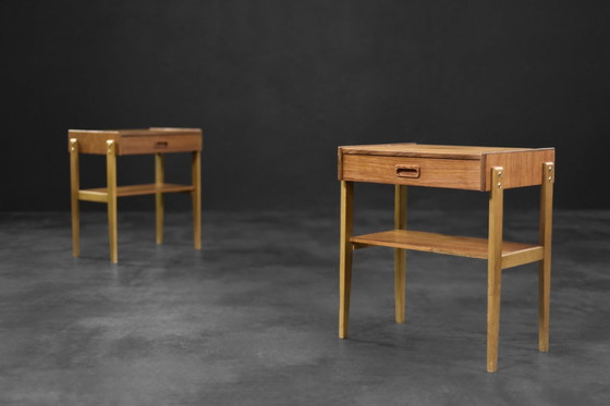 Image 1 of Vintage Mid Century Scandinavisch Modern Teak Nachtkastjes, 1960S, Set van 2