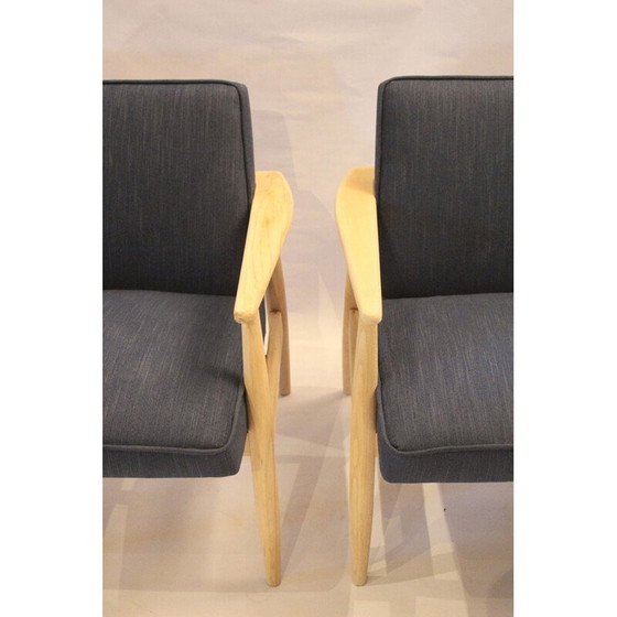 Image 1 of Vintage fauteuils in blauwe stof van M. Zieliński, 1960