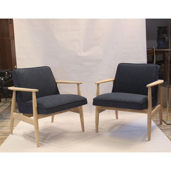 Image 1 of Vintage fauteuils in blauwe stof van M. Zieliński, 1960