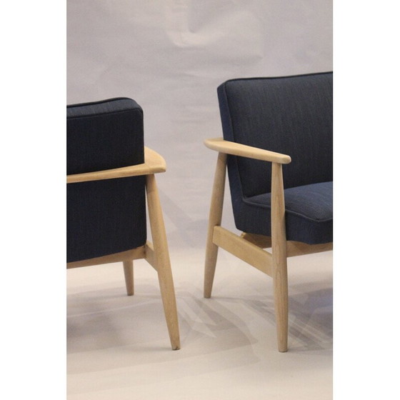 Image 1 of Vintage fauteuils in blauwe stof van M. Zieliński, 1960
