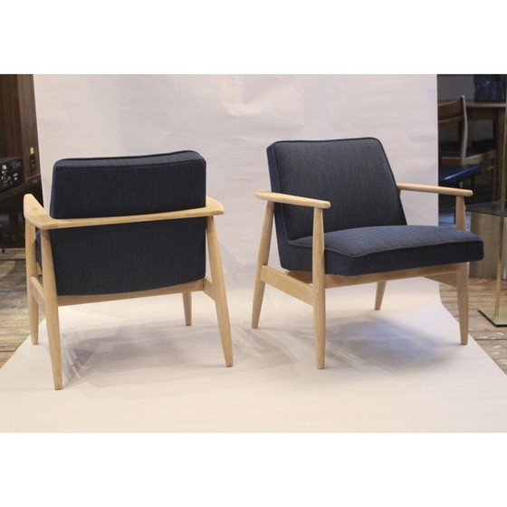 Image 1 of Vintage fauteuils in blauwe stof van M. Zieliński, 1960