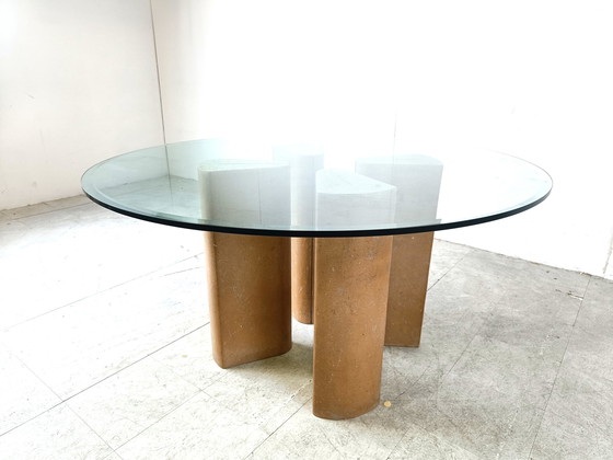 Image 1 of Fossiel stenen eettafel, 1970