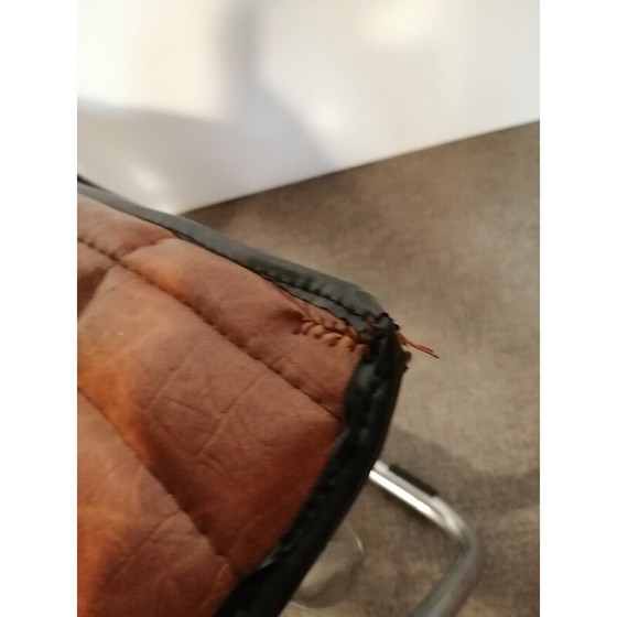 Image 1 of Vintage opklapbare fauteuil in bruin skai van Maule Marga, Italië 1970