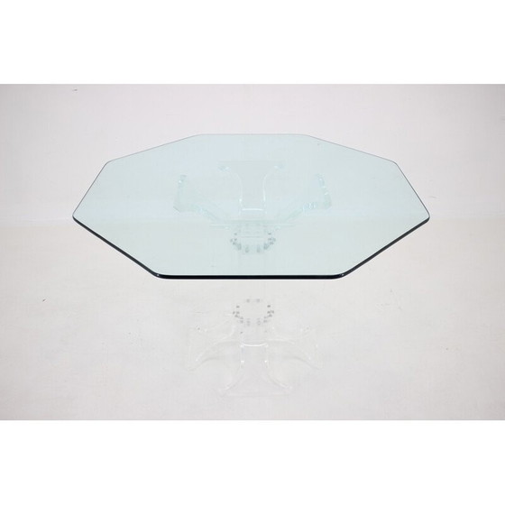 Image 1 of Vintage lucieten eettafel met glazen blad, 1970