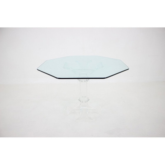 Image 1 of Vintage lucieten eettafel met glazen blad, 1970