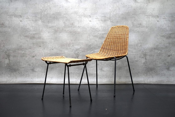 Image 1 of Mid Century fauteuil met voetenbankje van Gian Franco Legler voor Legler, jaren 1950, set van 2