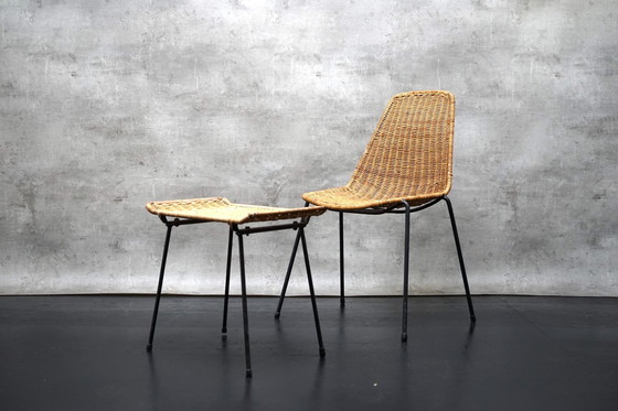 Image 1 of Mid Century fauteuil met voetenbankje van Gian Franco Legler voor Legler, jaren 1950, set van 2