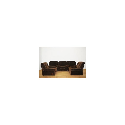 Set van 5 vintage Panarea modulaire chenille fauteuils van Lev en Lev, jaren 1970