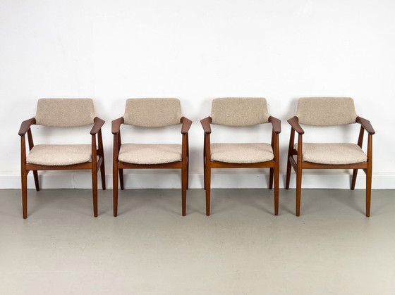 Image 1 of Set van 4 Teak en Bouclé Gm-11 fauteuils van Svend Aage Eriksen voor Glostrup, 1960S