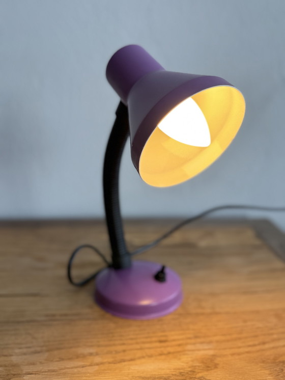 Image 1 of Vintage Paarse Bureaulamp Jaren 70/80