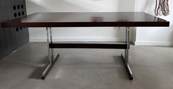 Image 1 of Midcentury Palissander En Chrome Eettafel