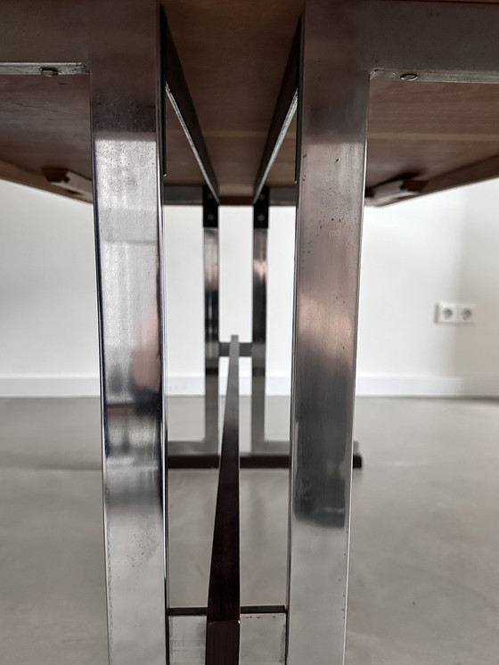 Image 1 of Midcentury Palissander En Chrome Eettafel