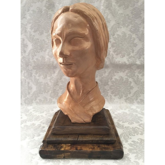 Image 1 of Vintage klei sculptuur "Gezicht van een vrouw", jaren 1950