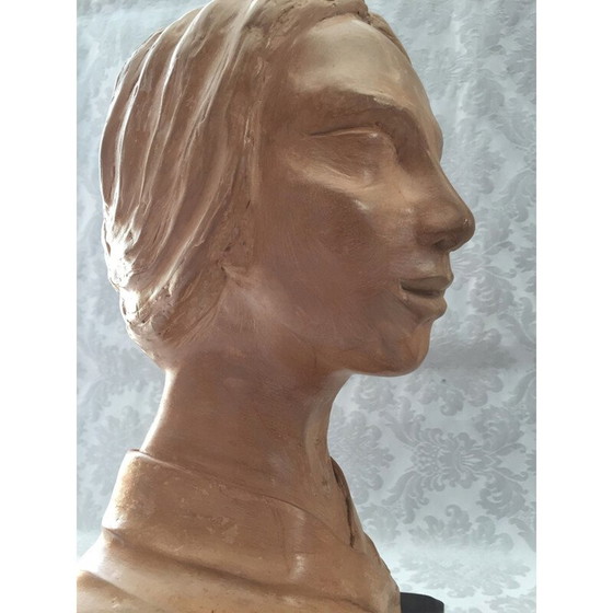 Image 1 of Vintage klei sculptuur "Gezicht van een vrouw", jaren 1950