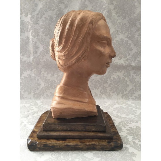 Image 1 of Vintage klei sculptuur "Gezicht van een vrouw", jaren 1950