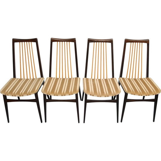 Set van 4 vintage massief houten eetkamerstoelen, jaren 1950