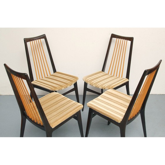 Image 1 of Set van 4 vintage massief houten eetkamerstoelen, jaren 1950