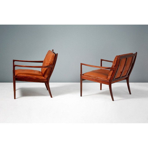 2 vintage rozenhouten fauteuils van Ib Kofod-Larsen, 1958