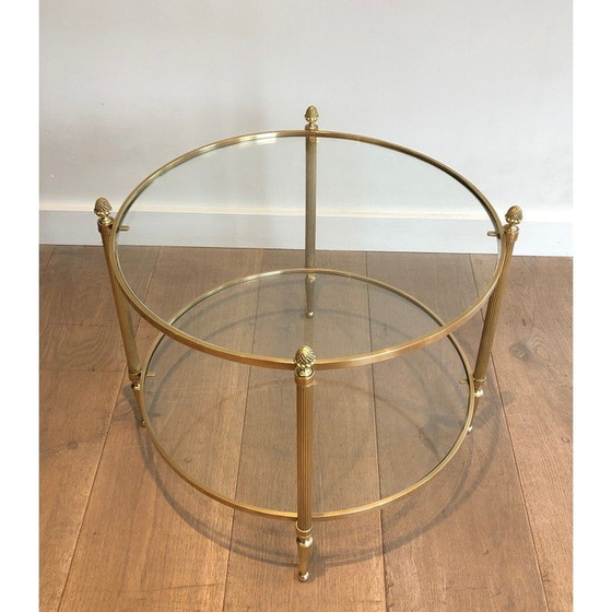 Image 1 of Vintage ronde messing salontafel voor Maison Baguès, Frankrijk 1940