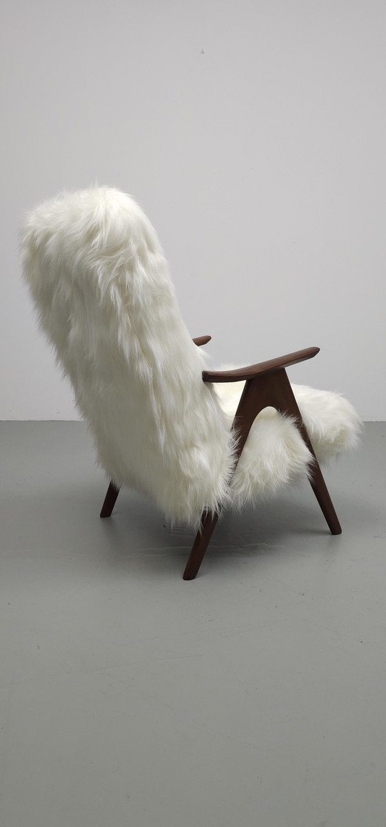 Image 1 of Vintage Teak 60'S Faux Fur Fauteuil