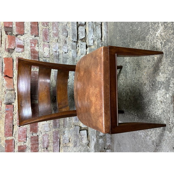 Image 1 of Set van 6 vintage mahonie en skai stoelen, 1940