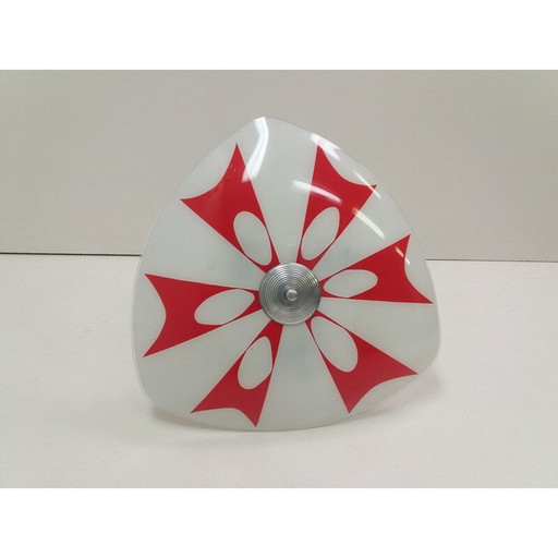 Vintage glazen en metalen hanglamp, Tsjecho-Slowakije 1960