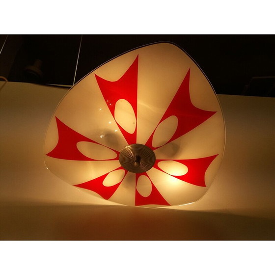 Image 1 of Vintage glazen en metalen hanglamp, Tsjecho-Slowakije 1960