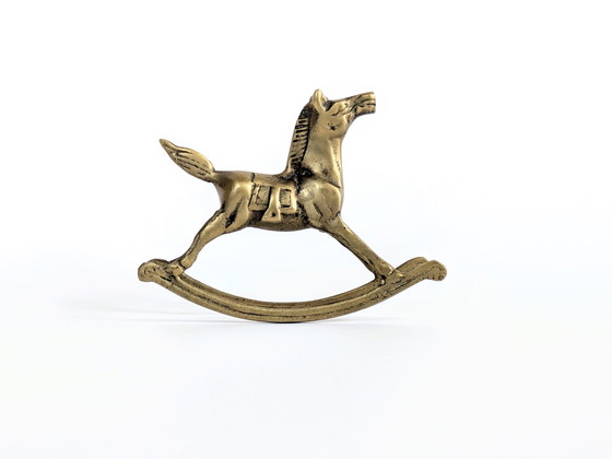 Image 1 of Schommelpaard Beeldje | Vintage Messing | Frankrijk 1960'S