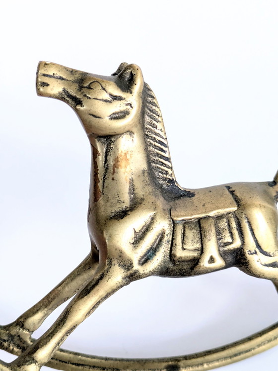 Image 1 of Schommelpaard Beeldje | Vintage Messing | Frankrijk 1960'S