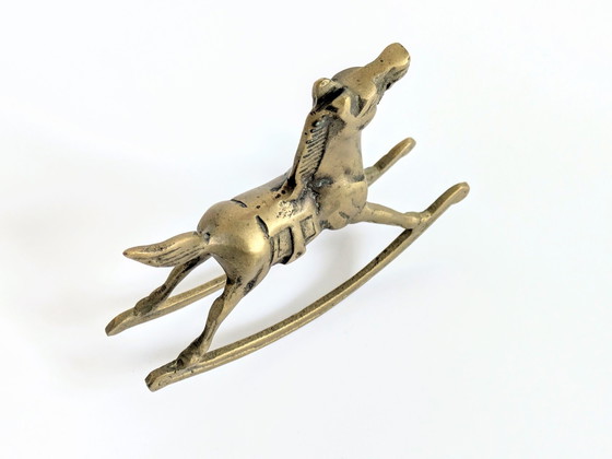 Image 1 of Schommelpaard Beeldje | Vintage Messing | Frankrijk 1960'S