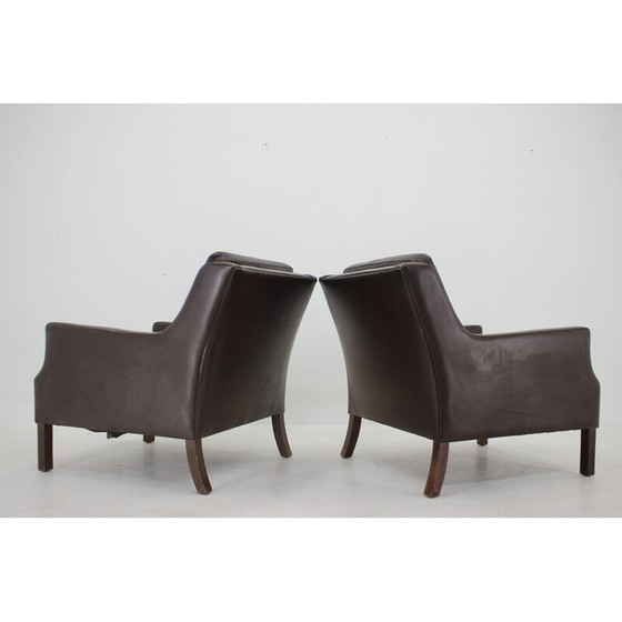 Image 1 of Paar vintage leren fauteuils, Denemarken 1970