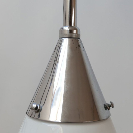 Image 1 of Vintage Opaline Tweekleurige Hanglamp van Peter Behrens, Duits 1930