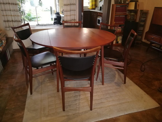 Image 1 of Vintage Eetkamertafel Met 6 Stoelen