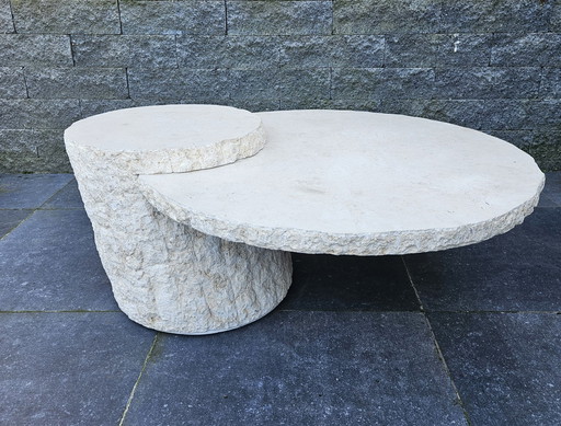 Maitland Smith Designer Salontafel van Mactan Stone en Travertin