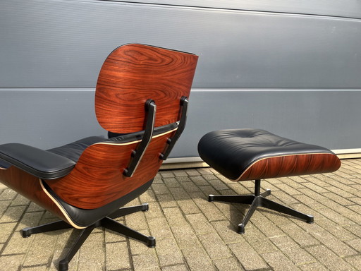 Originele Vitra Eames Lounge Chair + Ottoman Santos Palissander Klassieke Afmetingen, Nieuwstaat!