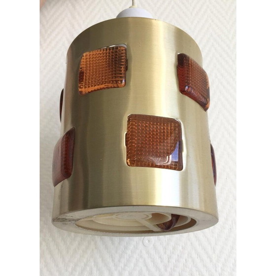 Image 1 of Vintage metalen en glazen hanglamp van Einar Backstrom en Erik Hoglund, Zweden 1960