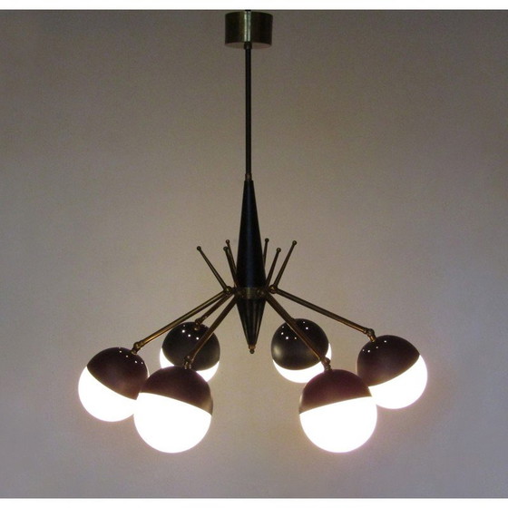 Image 1 of Vintage Italiaanse scharnierende bolkroonluchter, jaren 1950