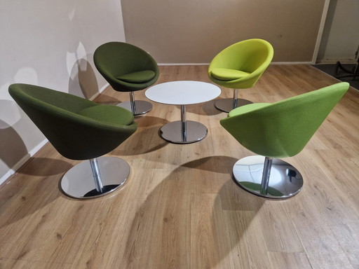 4X Allermuir Conic Stoelen - Tafel - Design - Groen - Wit