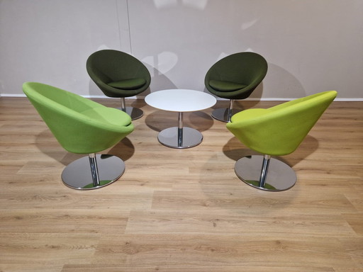 4X Allermuir Conic Stoelen - Tafel - Design - Groen - Wit