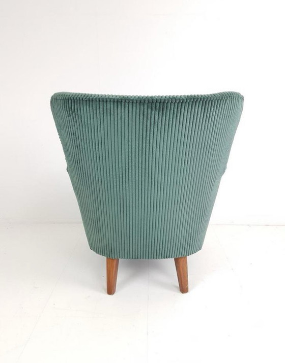 Image 1 of Artifort fauteuil groen | zeegroene ribstof Theo Ruth zetel