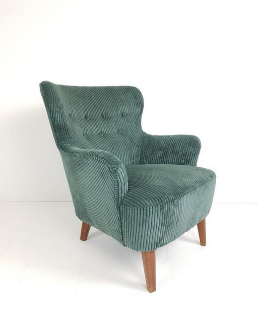 Artifort fauteuil groen | zeegroene ribstof Theo Ruth zetel