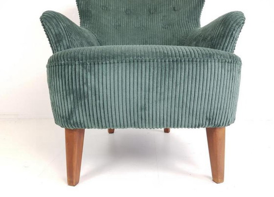 Image 1 of Artifort fauteuil groen | zeegroene ribstof Theo Ruth zetel