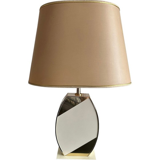 Image 1 of Vintage beige en gouden lamp voor Maison le Dauphin, 1970