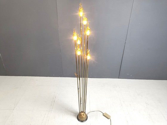 Image 1 of Vloerlamp met bladeren van Murano glas, 1980S