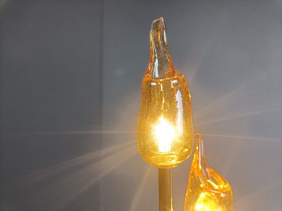 Image 1 of Vloerlamp met bladeren van Murano glas, 1980S