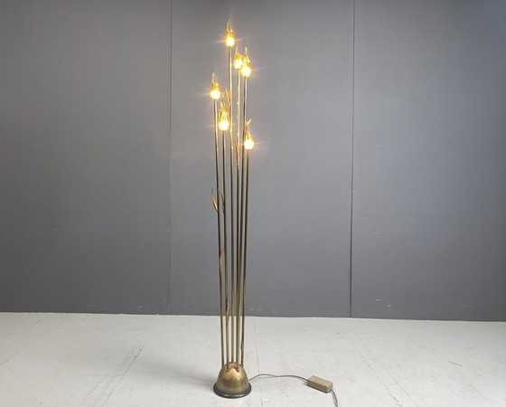 Image 1 of Vloerlamp met bladeren van Murano glas, 1980S