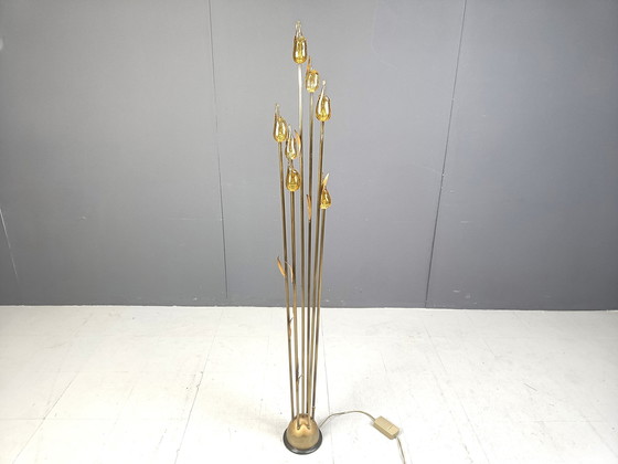 Image 1 of Vloerlamp met bladeren van Murano glas, 1980S