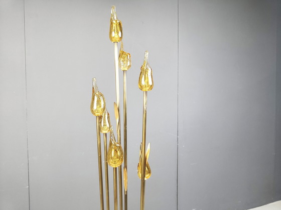 Image 1 of Vloerlamp met bladeren van Murano glas, 1980S