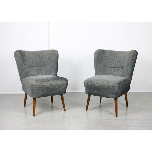 Paar vintage Art Deco cocktail fauteuils in blauw